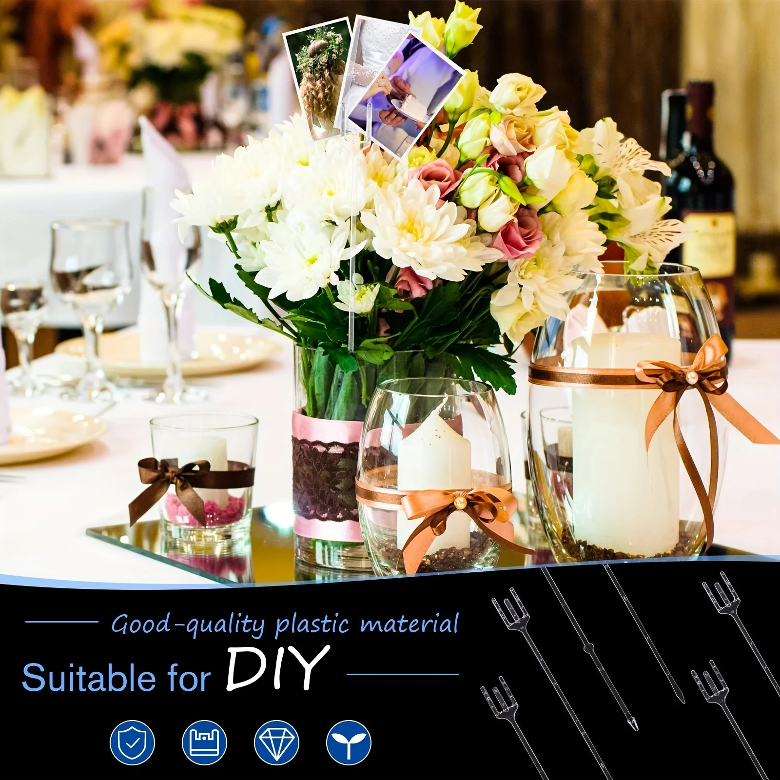 About 80pcs floral card holders are selected, suitable for bouquet arrangement, wedding birthday party decoration