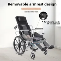 Fauteuil roulant manuel pliable et léger avec dossier inclinable hydraulique, chaise de mobilité entièrement inclinable pour personnes âgées 3