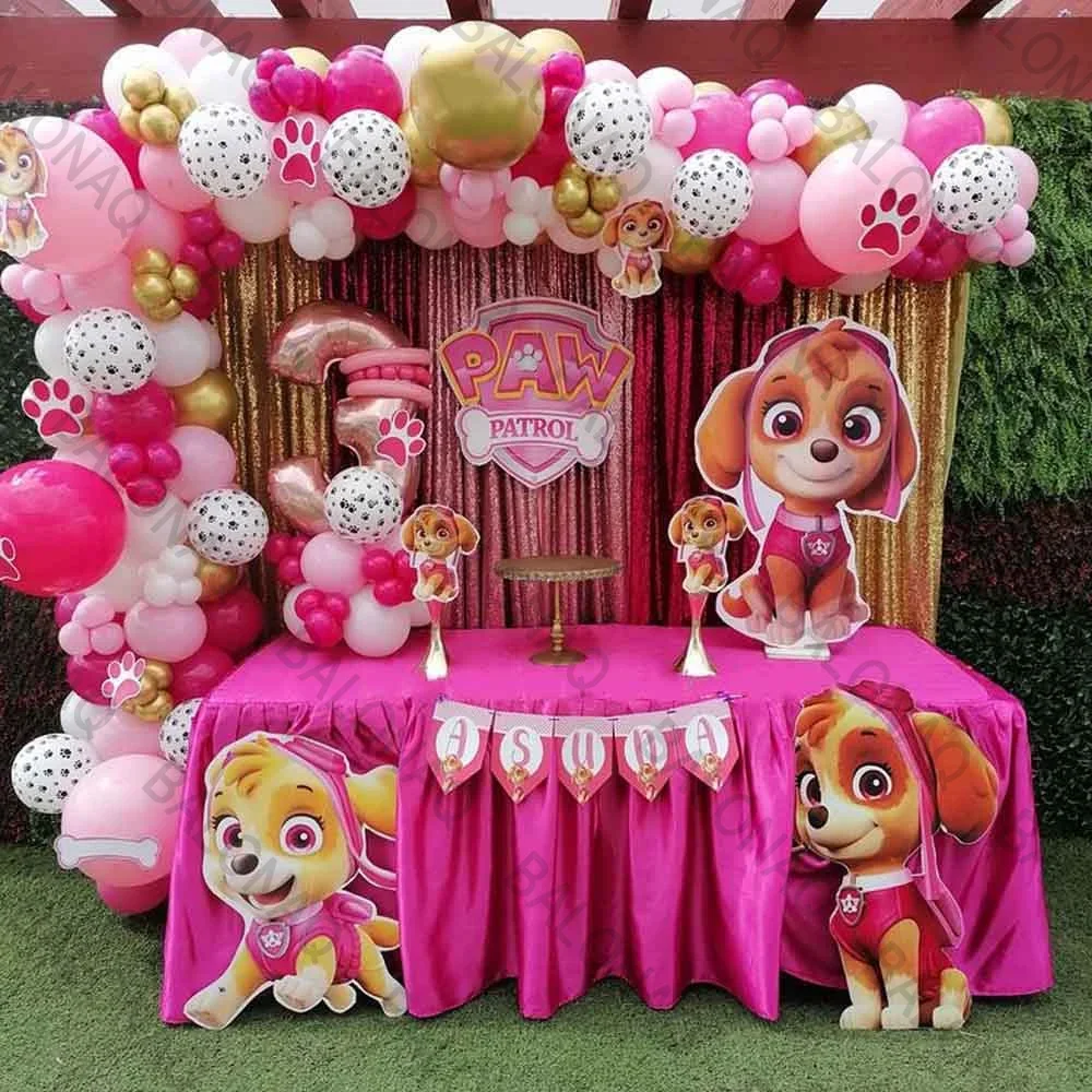 114 Stück PAW Patrol Folienballons Digitale rosa Zahlenballons PAW Patrol Geburtstag Babyparty Party Dekoration Geschenk Chase Skye