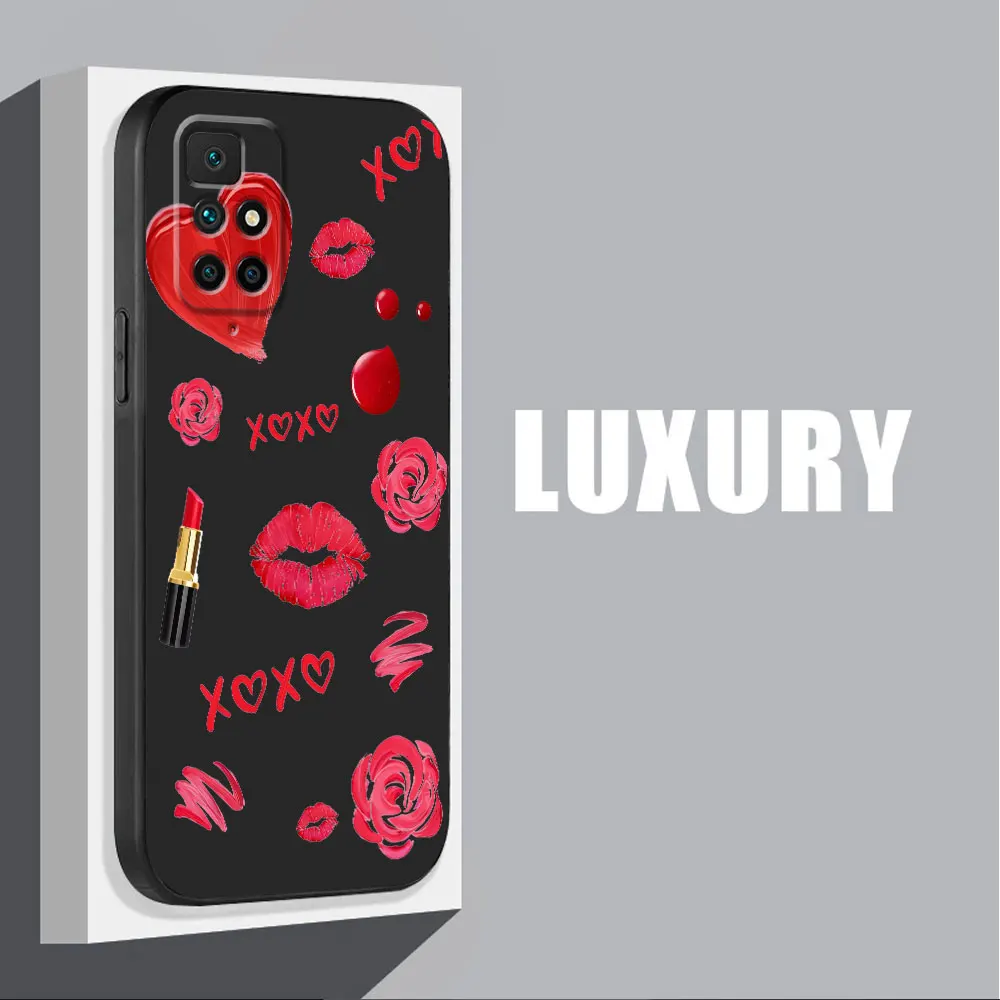Sultry Lips Silicone Case - Sexy Girl Red & Black Design