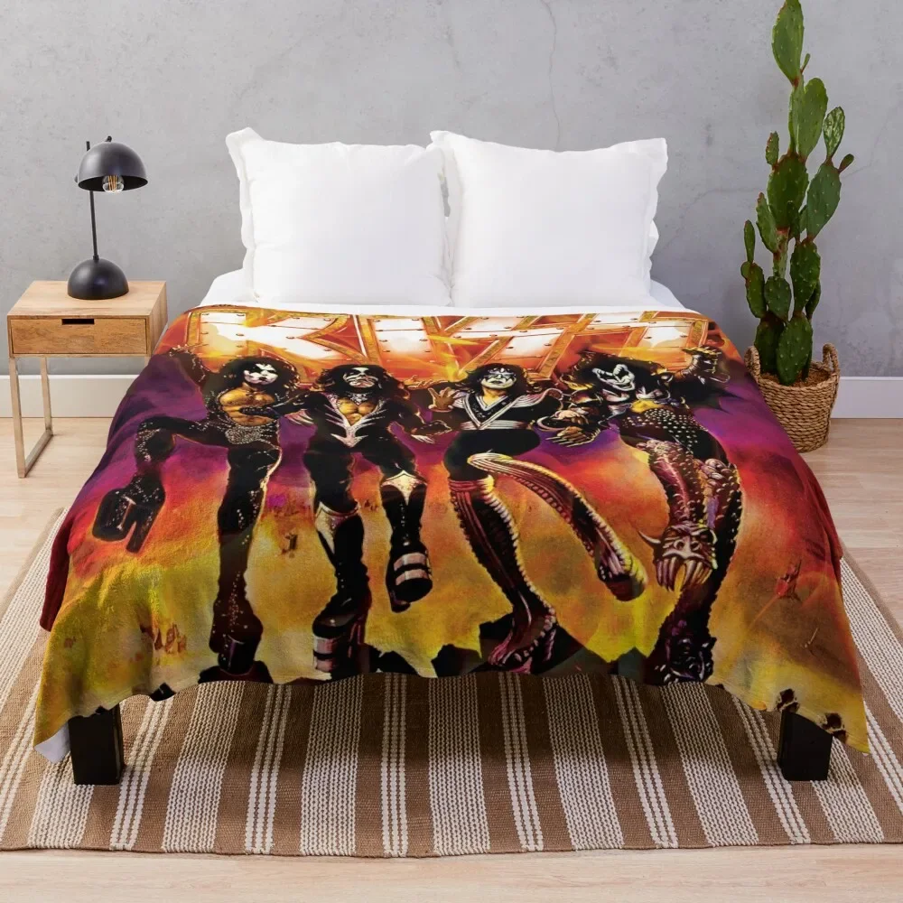 

kiss the band t shirt Throw Blanket Summer Beddings Bed covers Furrys warm for winter Weighted Blankets