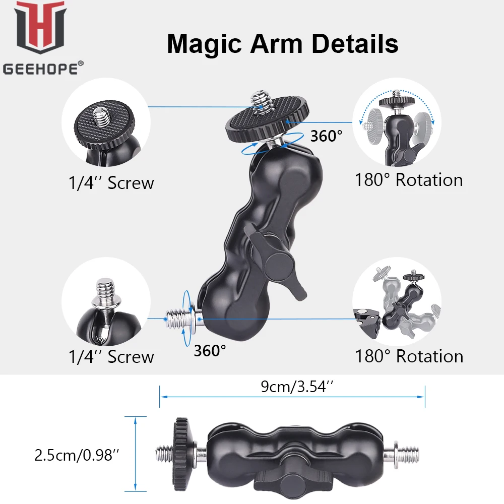 GEEHOPE DL-1 Super Clamp Crab Pliers Clip Magic Arm for DSLR Cameras/Cross Bars/Music Stand/LED Lights/Microphones Load 1.5kg
