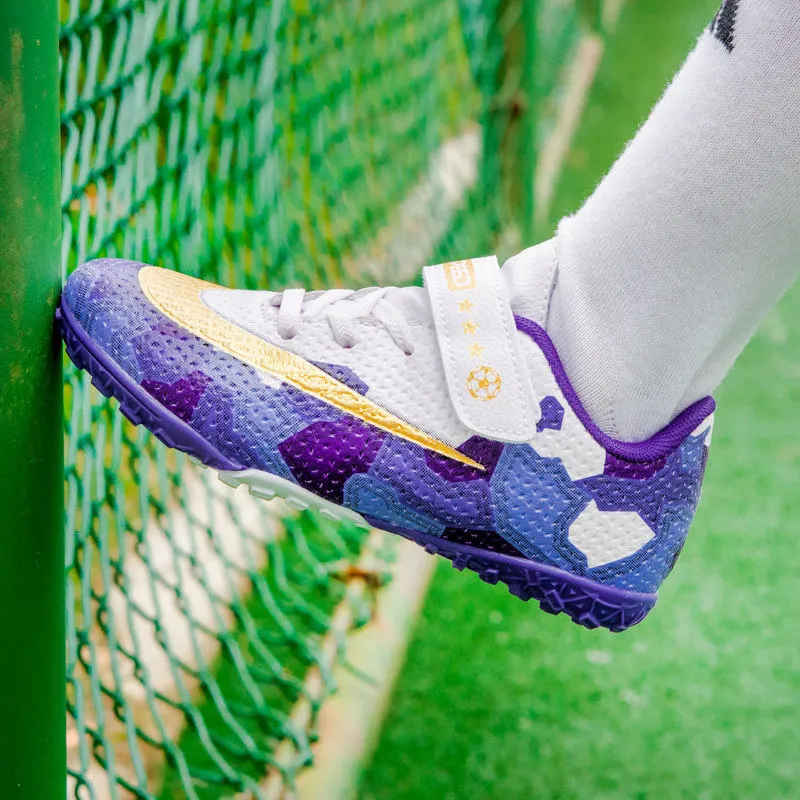 Size 30-39 Professional Hook & Loop Kid Football Sneakers Anti-slip TF Turf Boy Soccer Shoes Breathable Children's Sports Shoes