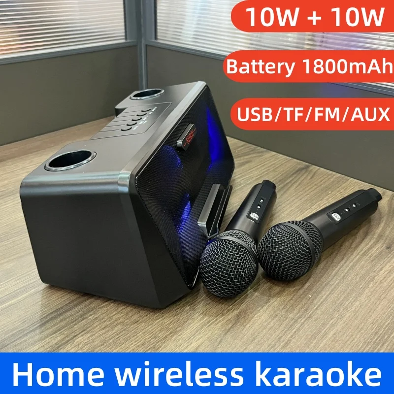 

Karaoke Wireless Bluetooth Speaker Home Subwoofer Portable Microphone USB Sound System Integrated with Subwoofer 3D Stereo TF/FM