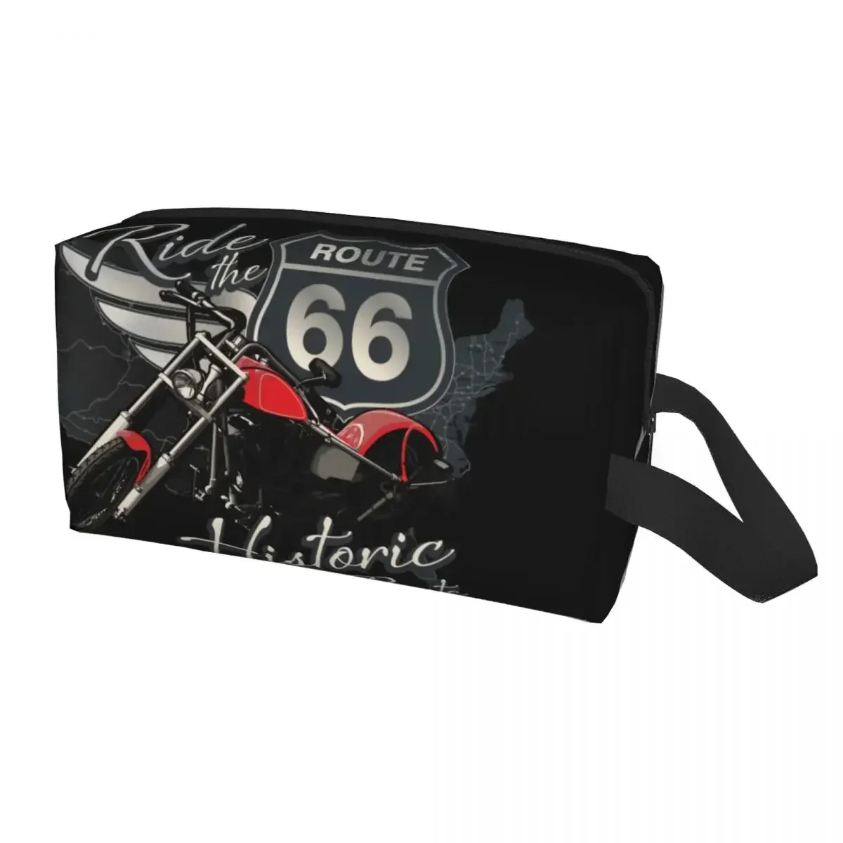 

Дорожная мотоциклетная дорожная сумка для макияжа Route 66, Женский дорожный косметический Органайзер, модные сумки для путешествий с номером США