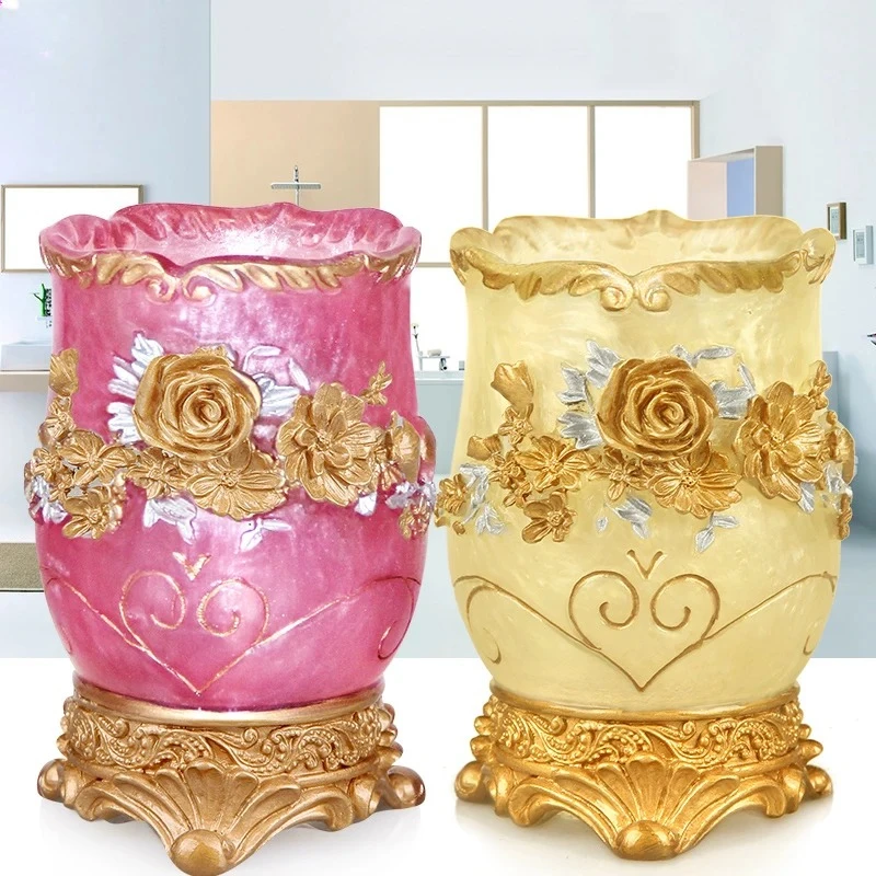Mundspülbecher mit Blumenmuster aus Harz, kreative Zahnbürstenhalter für Zuhause und Badezimmerregale_voghion.com