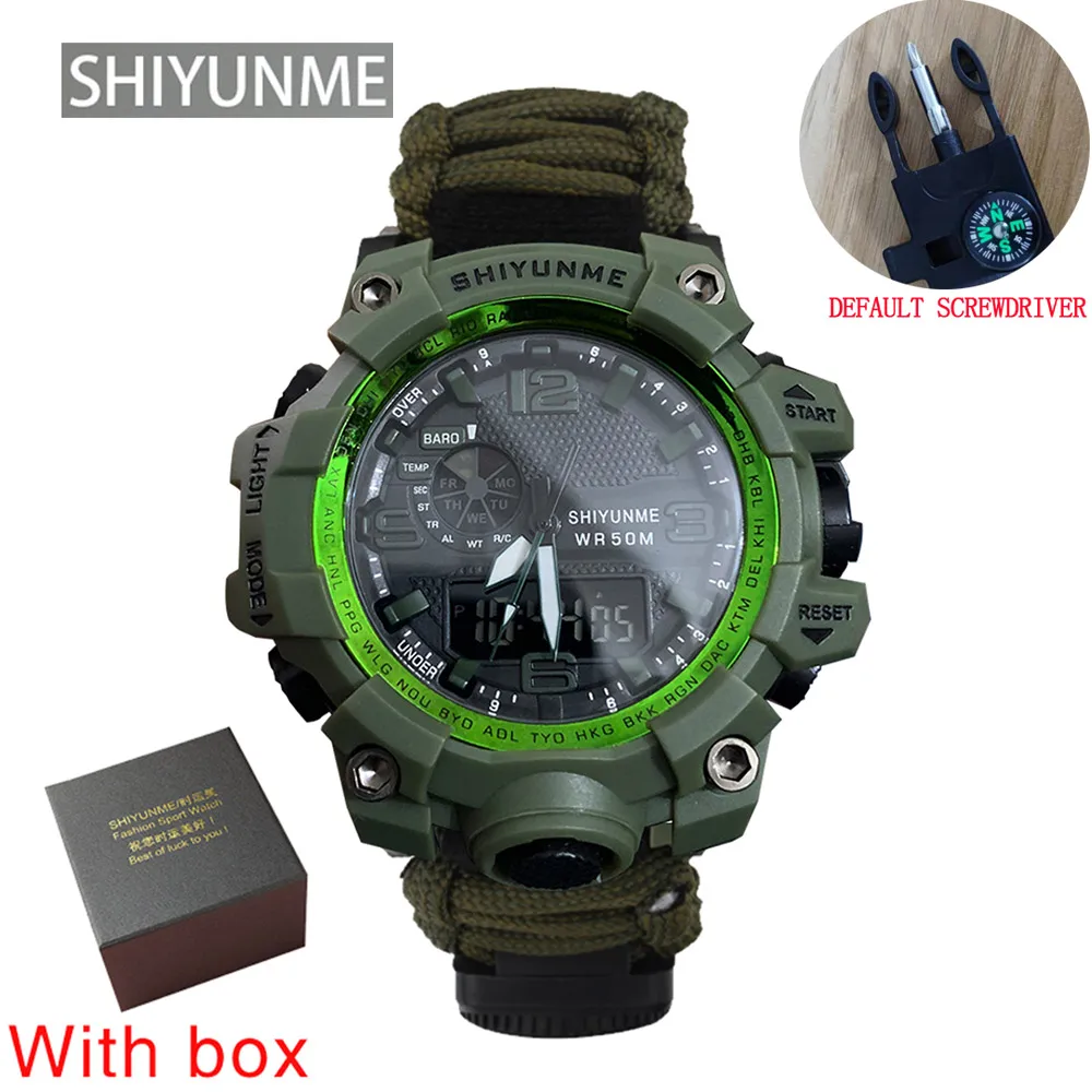 SHIYUNME Men Military Sport Watch Outdoor Compass Time Alarm LED Digital Watches Men Waterproof Quartz Clock relogio masculino 