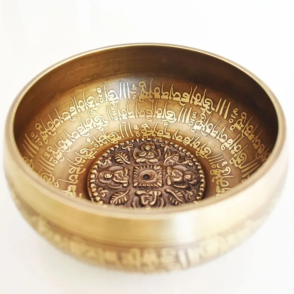 12CM Nepal Handmade Singing Bowls Set, Buddha Mantra Design, Tibetan Sound Bowl for Yoga and Meditation 5