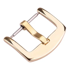 Men's Stainless Steel Watch Strap Buckle - Silver & Black Metal Clasp Accessories - 22mm (Gold polished)