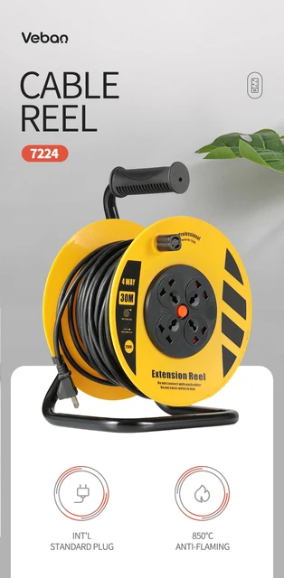 flexible cable reel portable industry cable reel extension cord with multi  plug and universal socket in stock - AliExpress