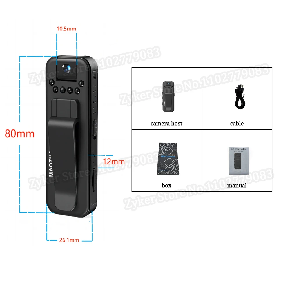 MAOZUA 1080P Mini Camera Portable HD Small Digital Meeting Video Recorder Police BodyCam Infrared Night Vision Outdoor Camcorder