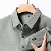 2024 Men's Business Casual Plaid Cotton Linen Short Sleeved Shirt Comfortable Cotton Top 1