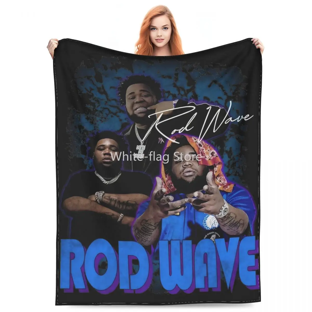 

Relax Rod Wave Vintage 1990 Blanket Merchandise Bed Decorative Rapper Throw Blanket Soft Coral Fleece Plush for Travel