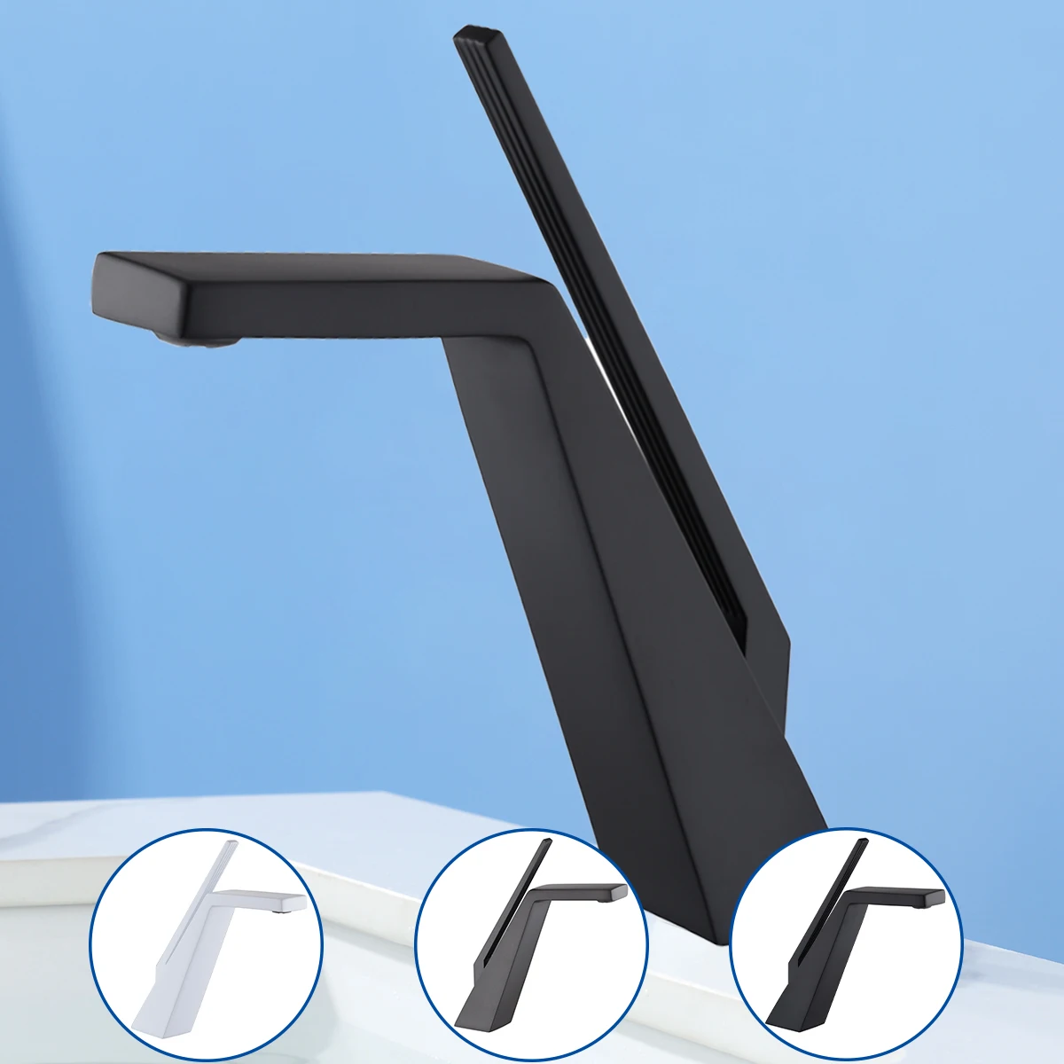 Bathroom Faucets Modern Bathroom Mixer Black Matte Brass Wash Basin Faucet Hot and Cold Water Single Handle Elegant Crane Tap Basin Faucet Bathroom Faucet