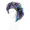 Extra Large African Pattern Print Satin Bonnet Women Night Sleep Cap Adjustable Wide Band Elastic Head Wrap Hair Bonnet Hat 2