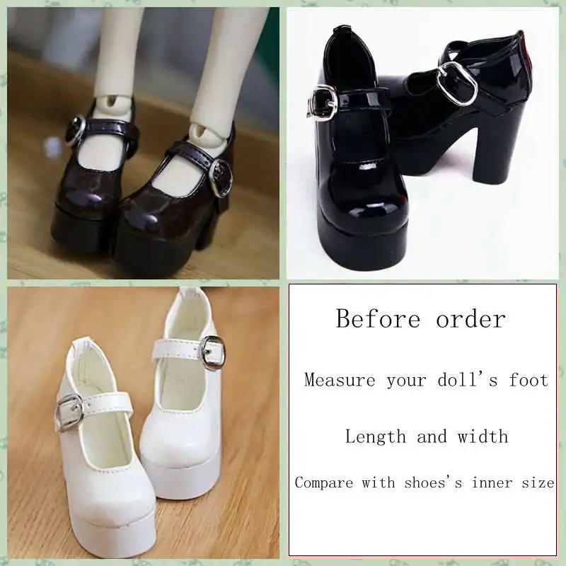 

1/3 1/4 women's girl SD AOD DOD BJD MSD Dollfie Synthetic Leather pu Shoes black coffee white high-heeled shoes YG324