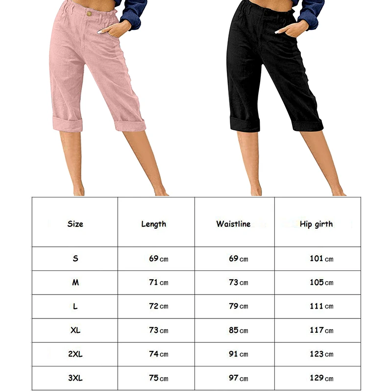 Women Summer Capris Pants Casual Elastic High Waist Calf-Length Trousers  Streetwear Sports Cropped Pants Overalls Cargo Shorts