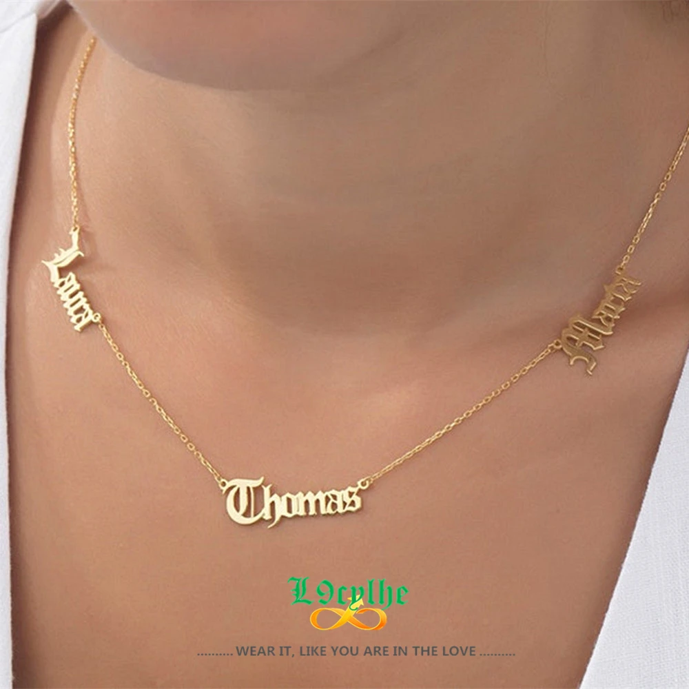 

Personalized Multiple 1-3 Names Necklace Custom Jewelry Old English Font Double Name Pendant Necklaces Best Gifts For Mother