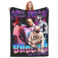 Cozy Chris Brown Homage 90s Blanket Accessories Bedding Decorative Hip Hop Rapper Throws And Blankets Warm Flannel for Couch 1
