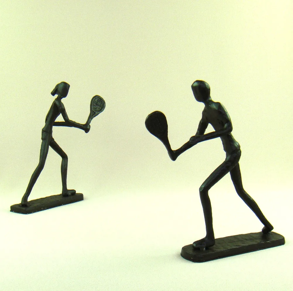 

Abstract Tennis Lovers Figurines Handmade Foundry Iron Badminton Players Miniatures Craft Ornament for Home Decor Art Collection