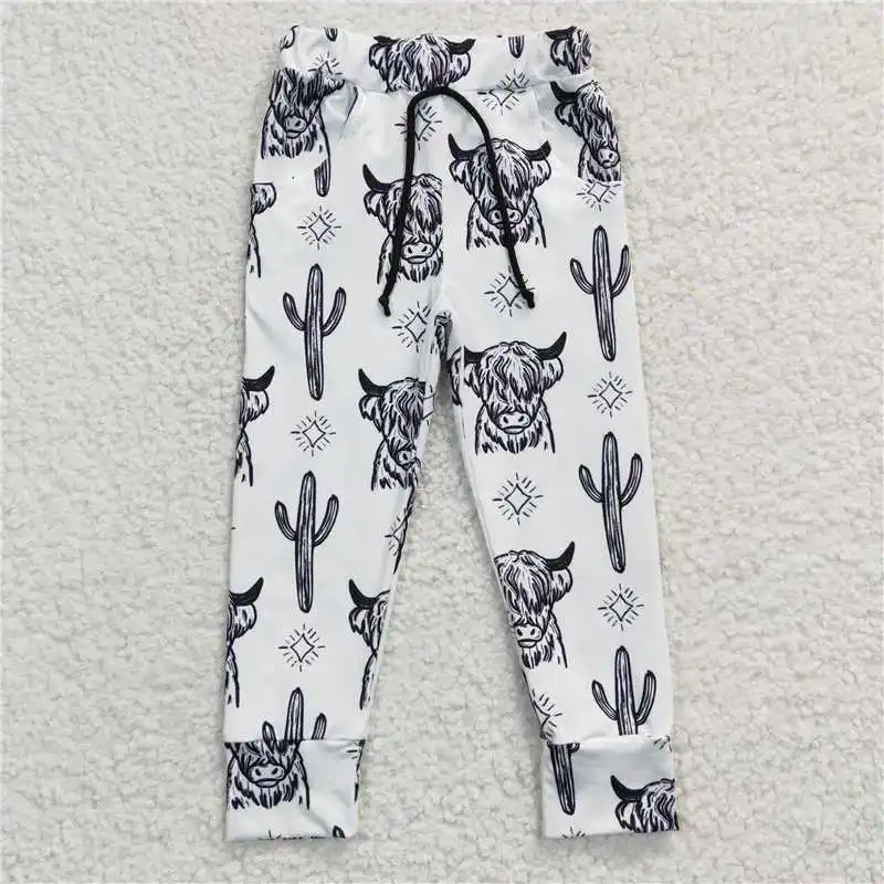 

2023 wholesale price summer new girls alpine cow cactus white pants boutique