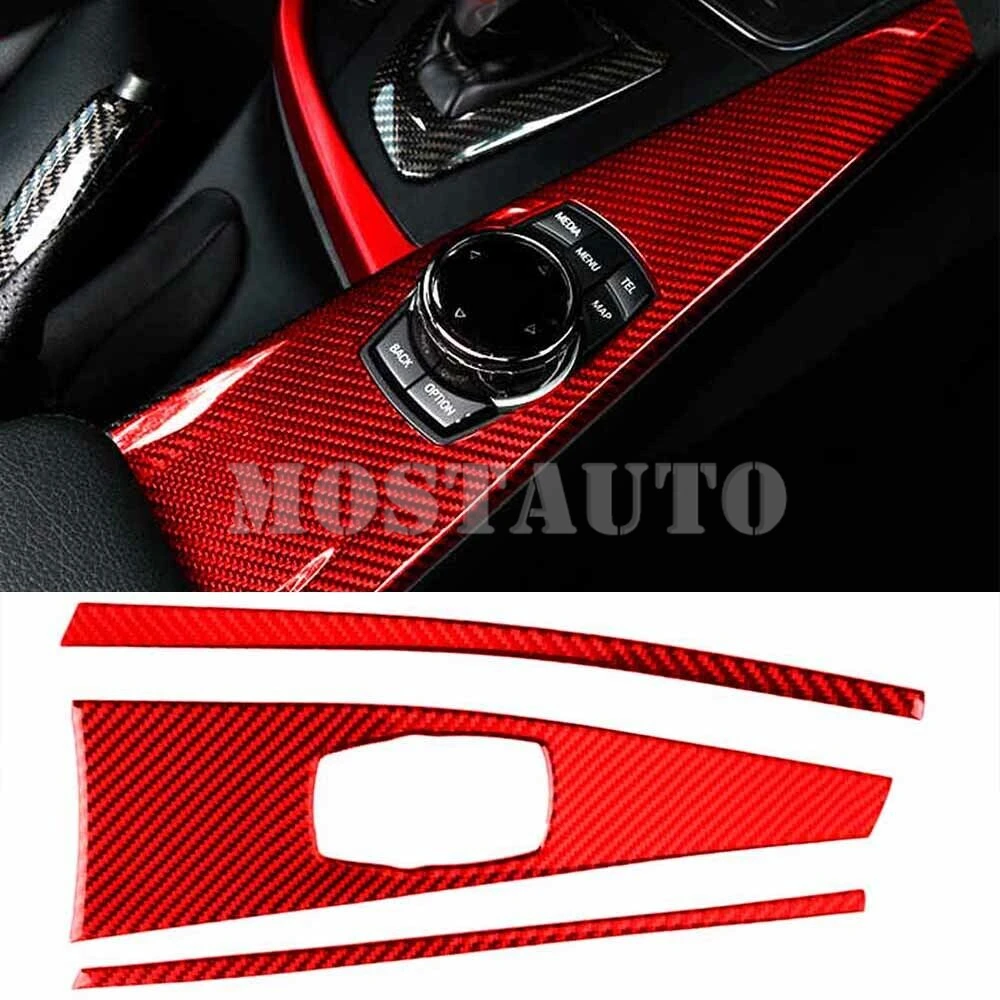 

Soft Carbon Fiber Interior Center Console Multimedia Button Panel Cover Trim For BMW 3 4 Series F30 F34 2013-2019 3pcs （2 Color）