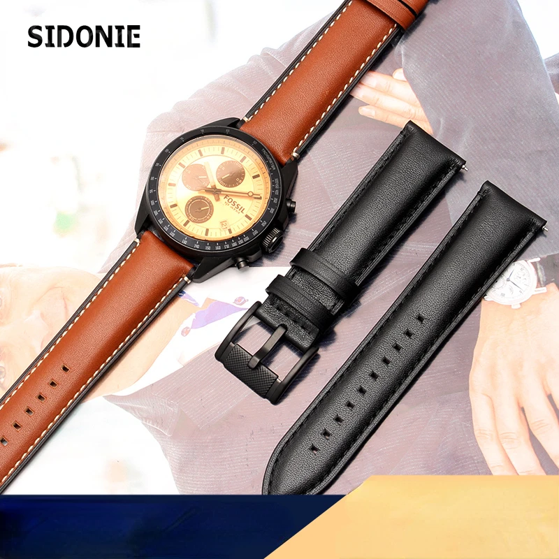 

Ремешок из натуральной кожи для Fossil Fs4735 Fs4812 Me3052 3054 мужской, модный быстросъемный браслет для наручных часов, 22 мм