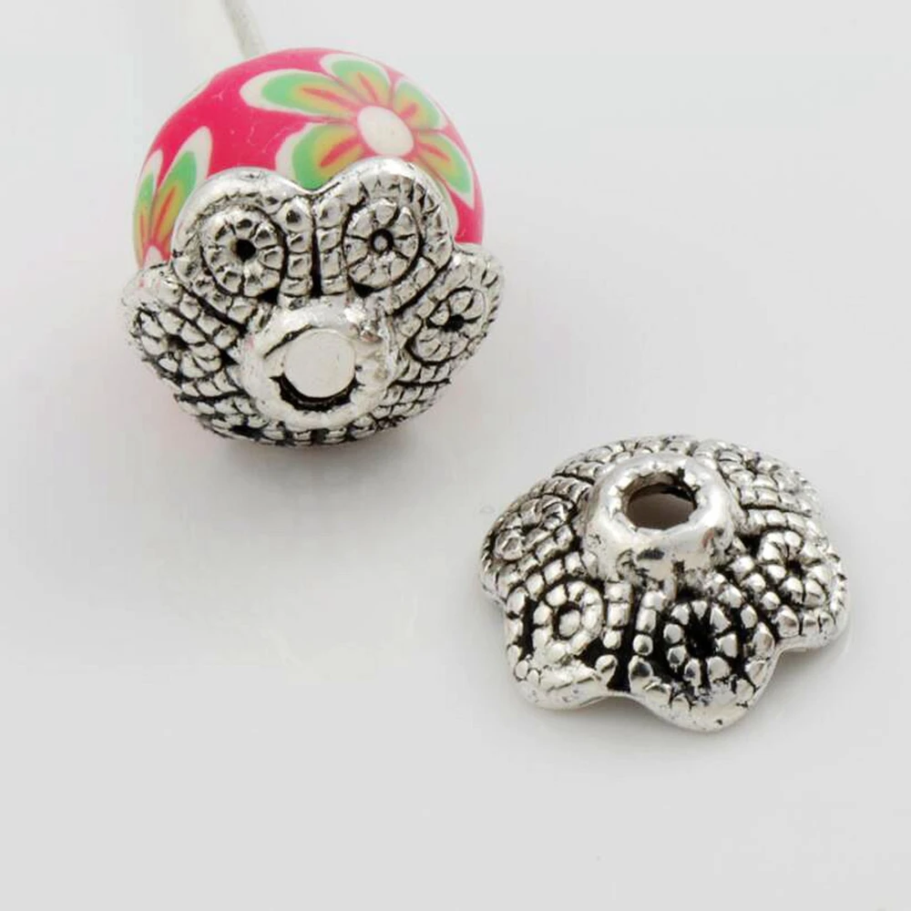 

50 шт. 11,3x10,6 мм тибетская Серебряная филигранская БАЛИЙСКАЯ шапочка с бусинами дизайн Ювелирная фурнитура компоненты L1067