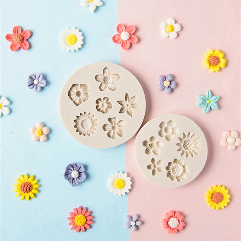 Silicone Mold Pottery Polymer Clay Flower Shell Decoration Modeling DIY Fondant Drip Glue Handicraft