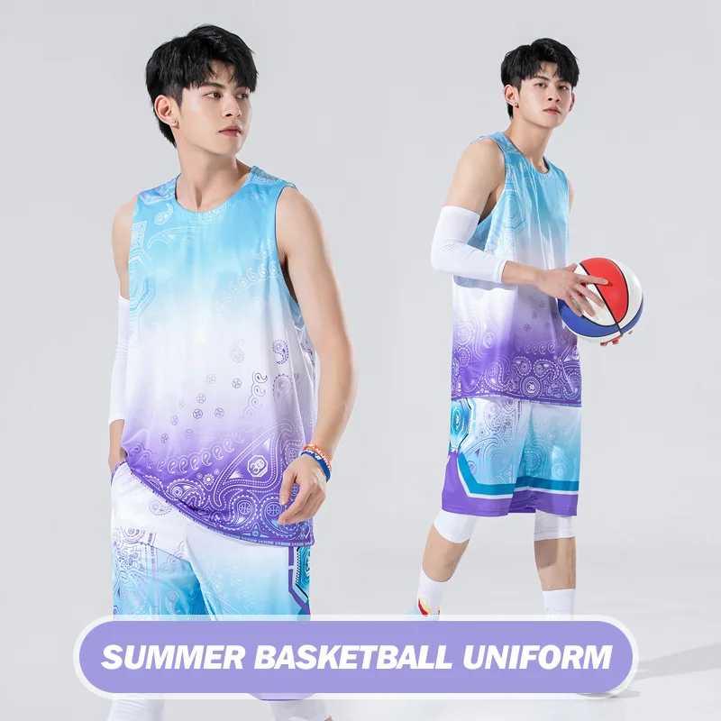 Men Basketball Jersey College Basketball Uniform Breathable Sleeveless Shirt Short Team Suit For Adult B306