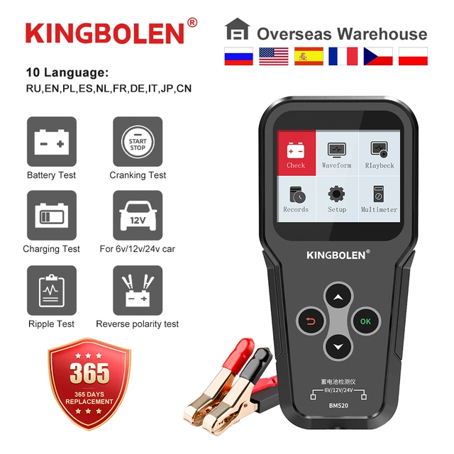 KINGBOLEN BM520 Motorrad Auto Lkw Batterie Tester 6V 12V 24V Batterie  Analyzer 2000 CCA Lade Ankurbeln Test scanner Werkzeuge - AliExpress