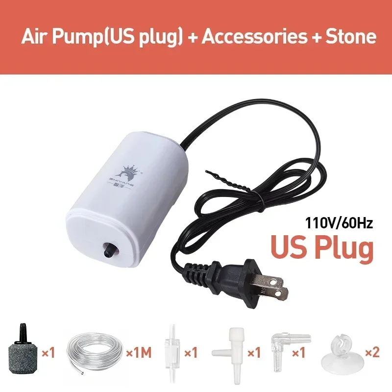 ตัวเลือกสินค้า 3W Silent Aquarium Air PUMP Ultra Silent Fish TANK Air Compressor 220 V-240 V 110V ปั๊มฟองสําหรับ Aquarium ออกซิเจน