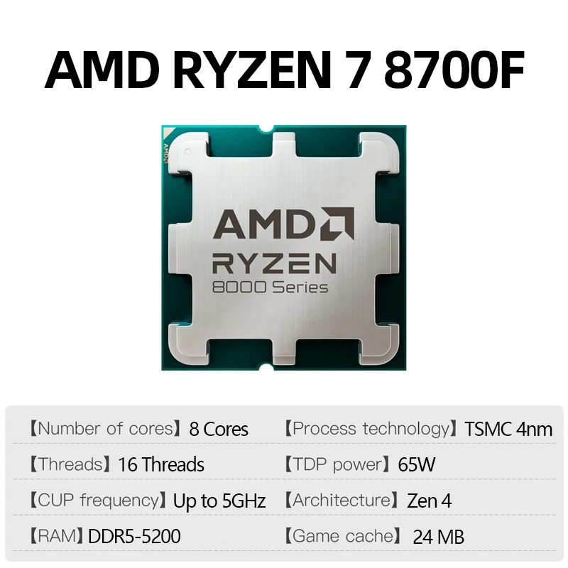 CPU AMD Ryzen 7 8700F Processador Radeon AMD Ryzen 7 8700f (8c/16t) | Parcelamento sem juros