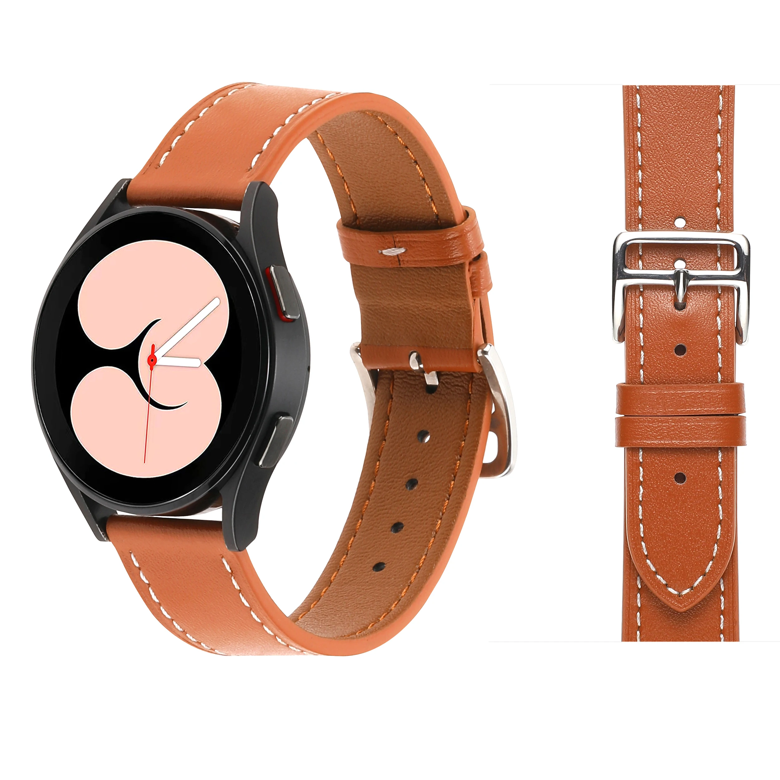 20mm Leather Strap for Samsung Galaxy Watch 6 5 4 40mm 44mm 5 Pro 45mm Bracelet Wristband for Watch 6 4 Classic 43mm 42mm Band