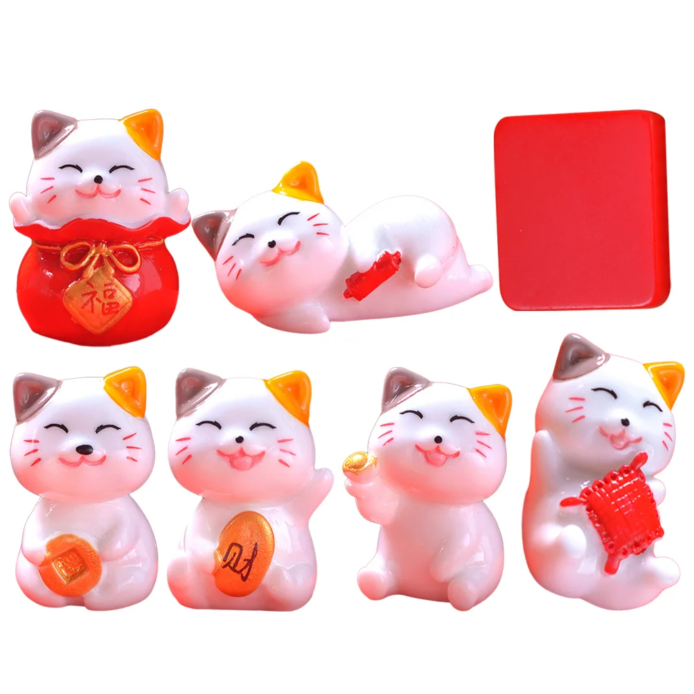 

1 Set Cat Miniature Figurines DIY Cute Resin Fortune Cat Miniature Figurines Animal Miniature Ornaments