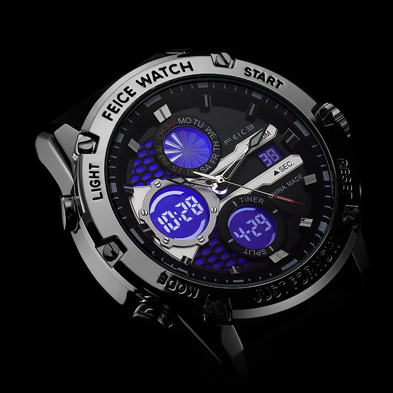 FEICE Wathes FK030 - Orologio da polso da uomo, digitale, a LED