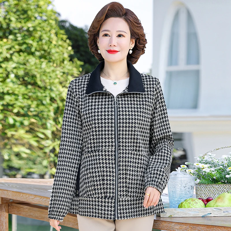 

Middle Aged and Elderly Women's Jacket, Ladies Coat, Elegant, Slim, Mother Outwear, Office, XL-5XL, Spring, Autumn, New, 2023