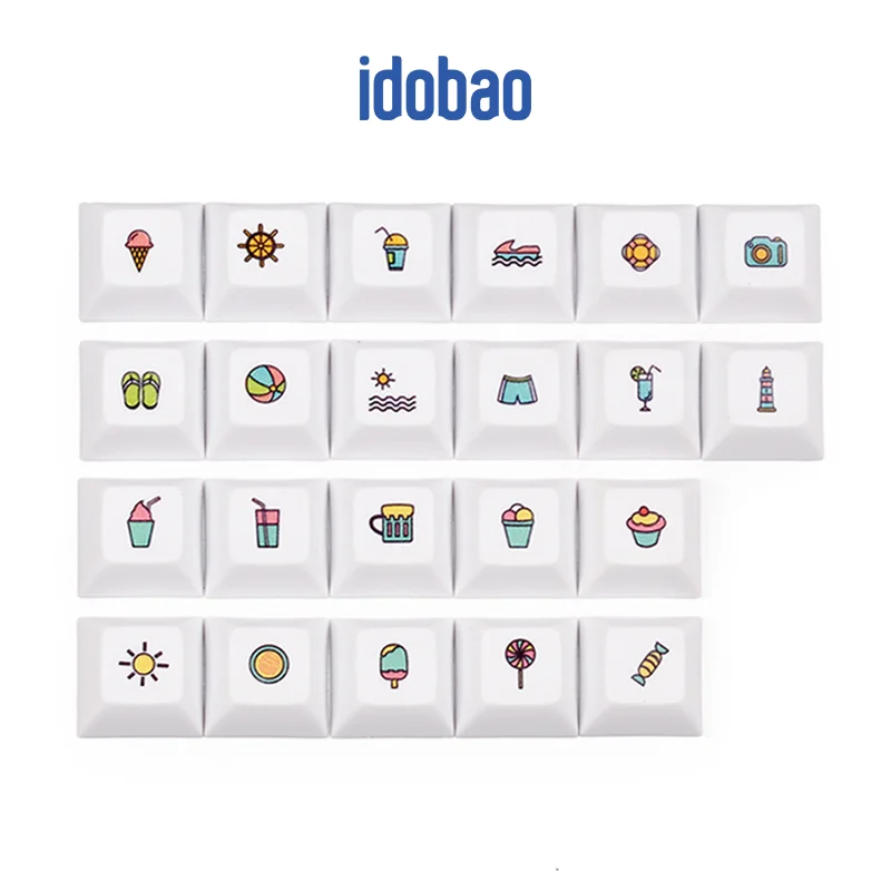 

idobao 22 Keys White Keycaps 1u DSA Keycaps PBT Novelty Keycap Personality Art Pattern Custom DIY Keycap For Mechanical Keyboard