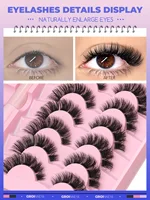 GROINNEYA 7 paires bande claire faux cils ensemble chat faux cils bricolage faux cils avec pince à épiler et colle maquillage 6