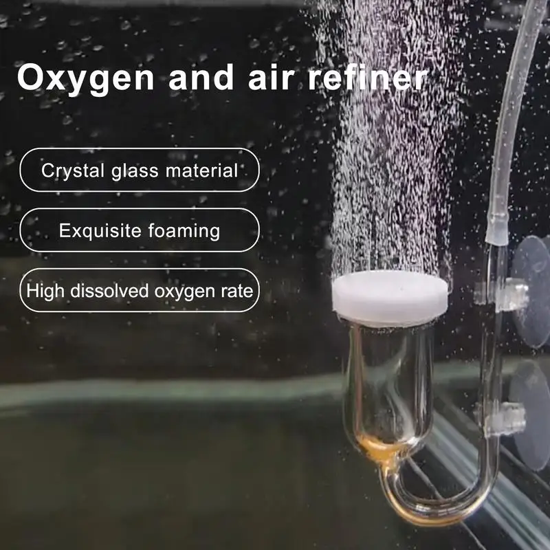Glass Oxygen Refiner Aquarium CO2 Diffuser Air Stone Fish Tank Bubble Diffuser with 2 Suction Cup 1Stop Valve 1 Regulating Valve 3