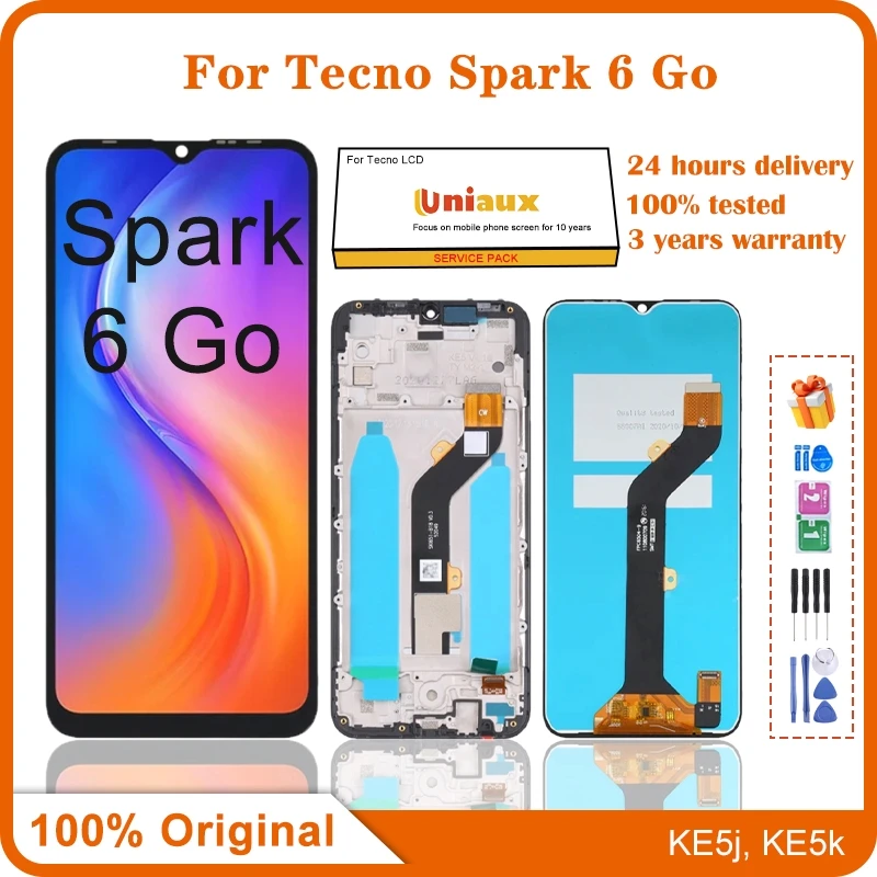 

6.52" Original For Tecno Spark 6 GO LCD KE5J KE5K KE5 KE5S LCD Display Touch Screen Digitizer Assembly Spark GO 2020 2021 Part