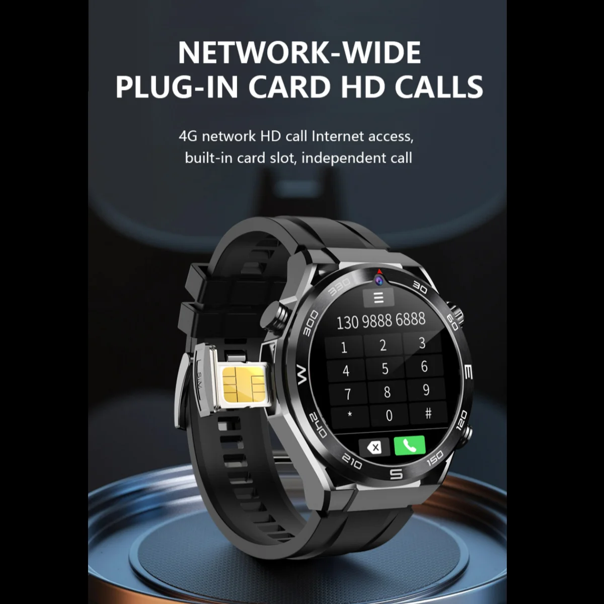New Round 4G Smartwatch AMOLED Screen NFC Video Call Dual