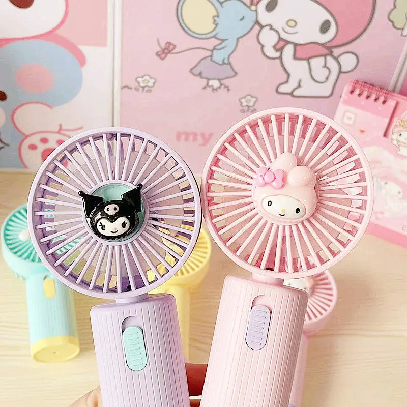 

Sanrio Anime Cinnamoroll Melody Kuromi Usb Charge Fan Cute Fashion Cartoon Portable Air Cooler Small Mini Fans Gift