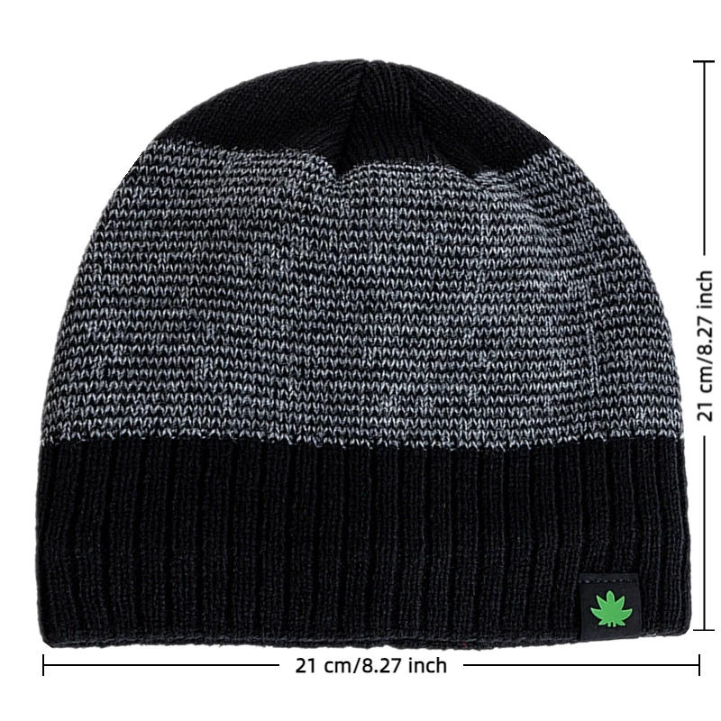Hot Sale Unisex Leaf Labal Winter Hats Fashion Knitted Hats For Men Women Beanie Cap Outdoor Plush Fur Lined Warm Sports Hats