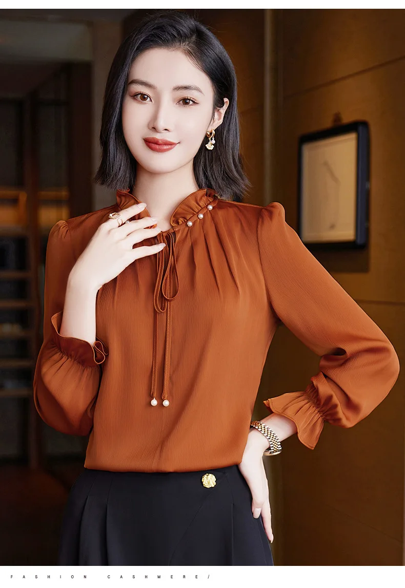 Elegant Fashion Styles Blouses Shirts Spring Autumn Long Sleeve