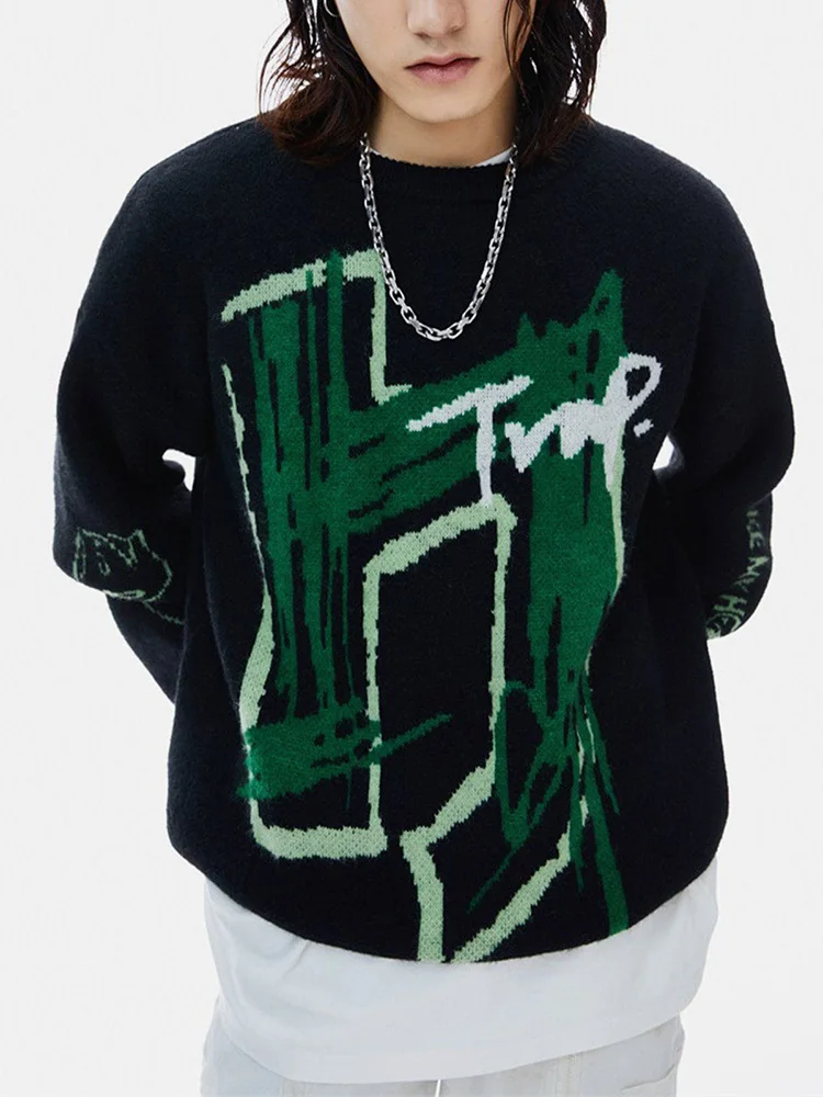 

Осенне-зимние черные модные пуловеры в стиле унисекс, теплый свитер, вязаные пуловеры с длинным рукавом