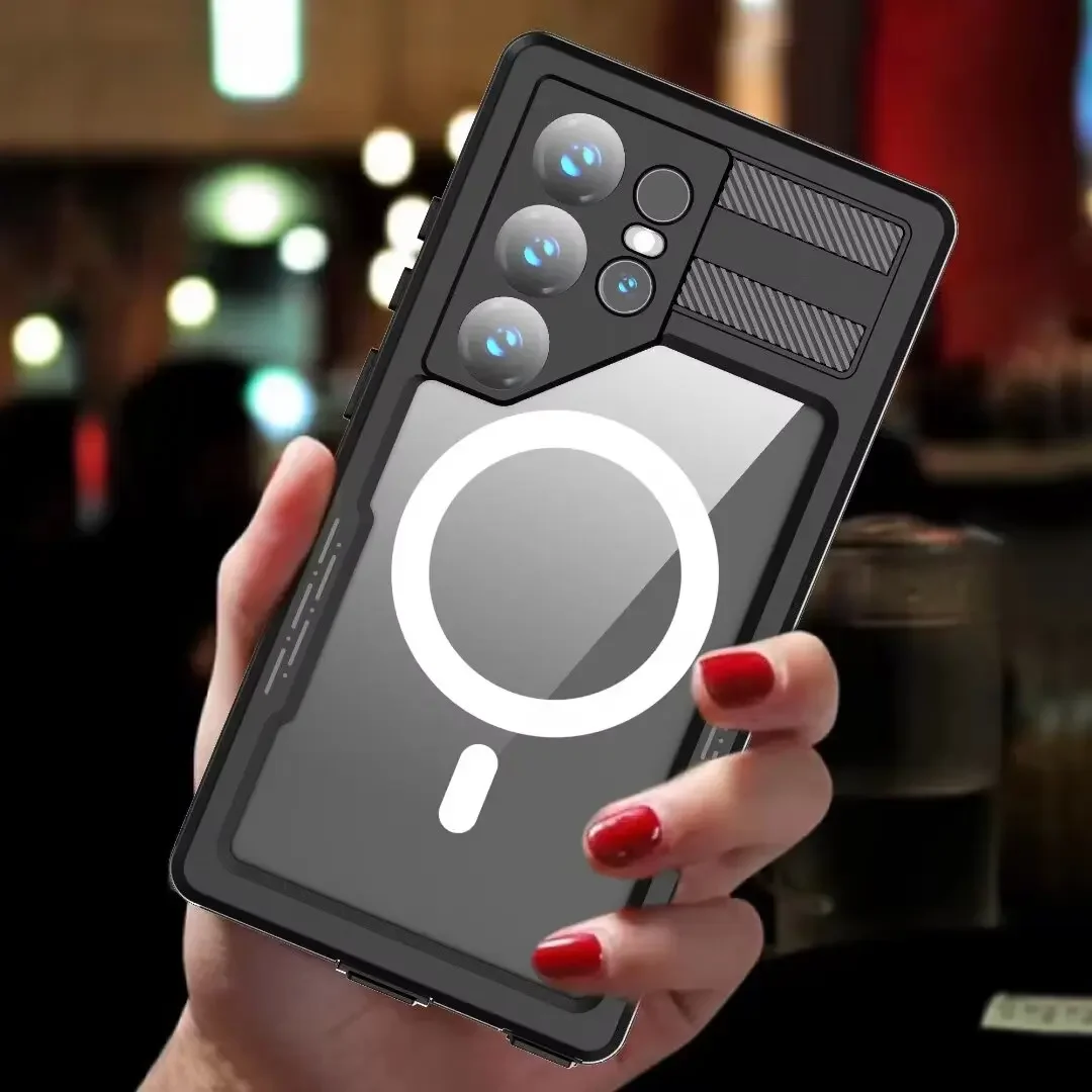 S24 Ultra IP68 Waterproof Case For Samsung Galaxy S24 Plus 2M Depth Diving Swim Outdoor Sports Magnetic Charge Cover Shockproof