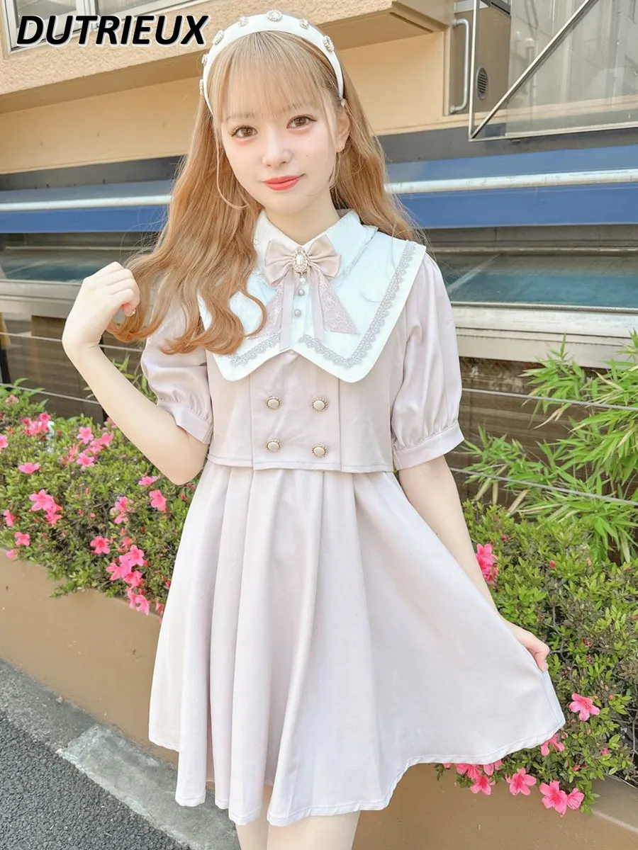 

Lolita Dress Sailor Collar Ladies Bow Princess 2023 New Fashion Japanese Style Rojita Dress Fashion Short Sleeve Dress Summer