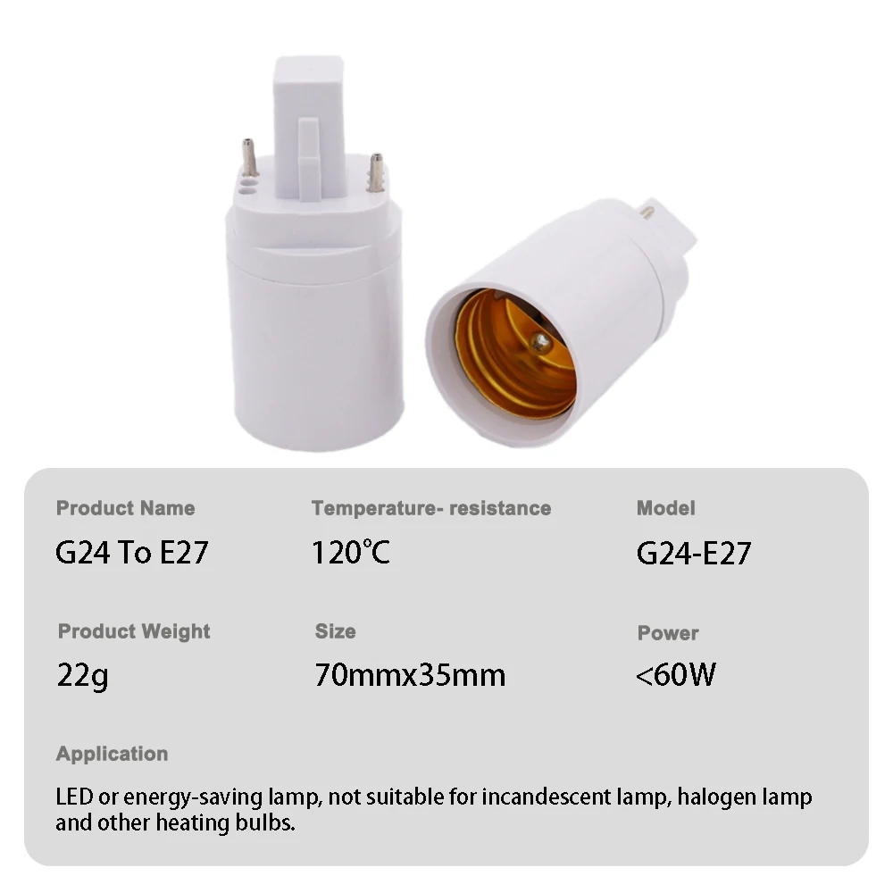 5 Pcs/Lot G24 To E27 Lamp Holder Converter G24d Short Style GX24 Lamp Head Extended Socket 2-Pin 4-Pin Base lamp holder converter lamp holder lamp socket adapter lamp bulb socket adapter