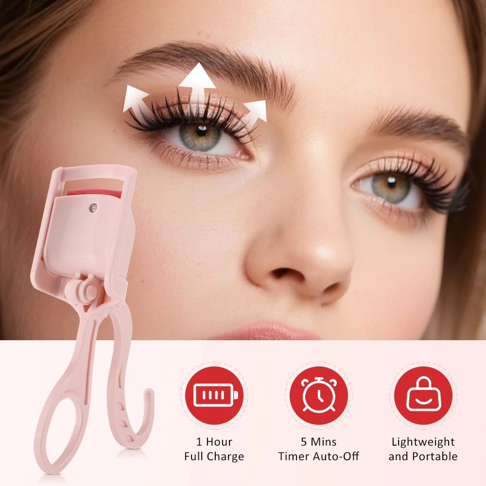  Portable Electric Eyelash Curler Anti-Scald Quick-Heat Easily Curling Heated Eyelash Curler Portable Lash Styling Makeup Tool